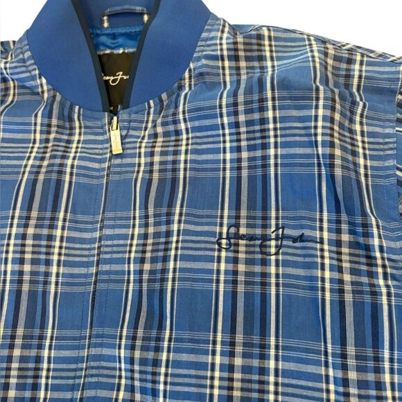 Sean John Blue Plaid Bomber Jacket Mens Size Medium - Picture 4 of 13